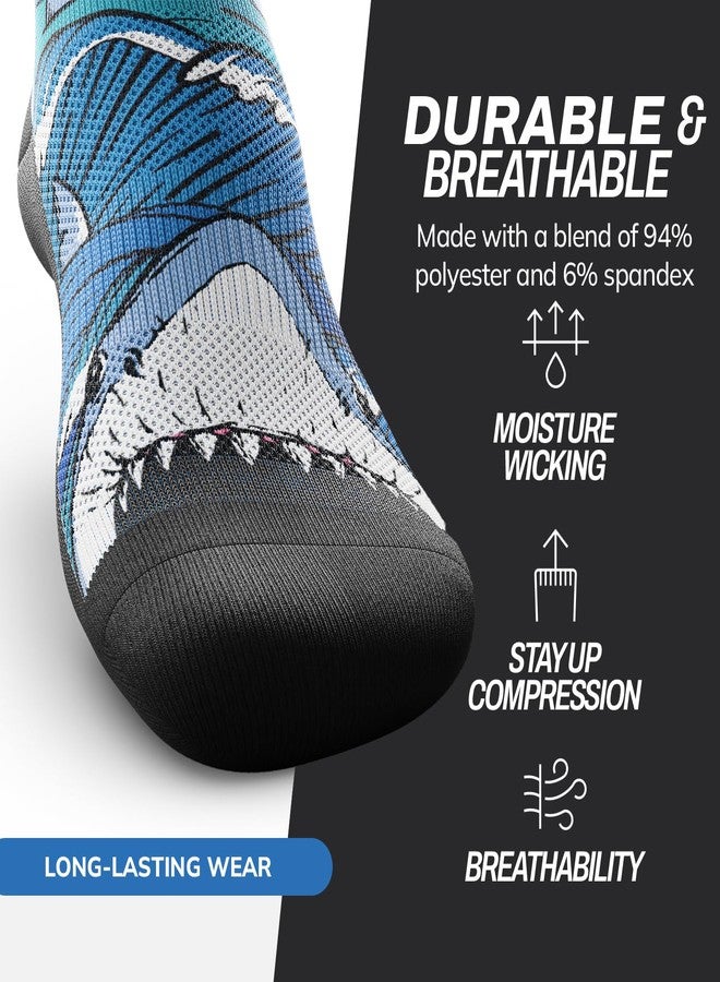 Outway Novelty Crew Socks for Men & Women, Breathable, Moisture-Wicking Athletic Calf Sock with Arch Support, Polyester & Spandex Blend, Colorful, Wild Life, Jaws, M-L - Image 3